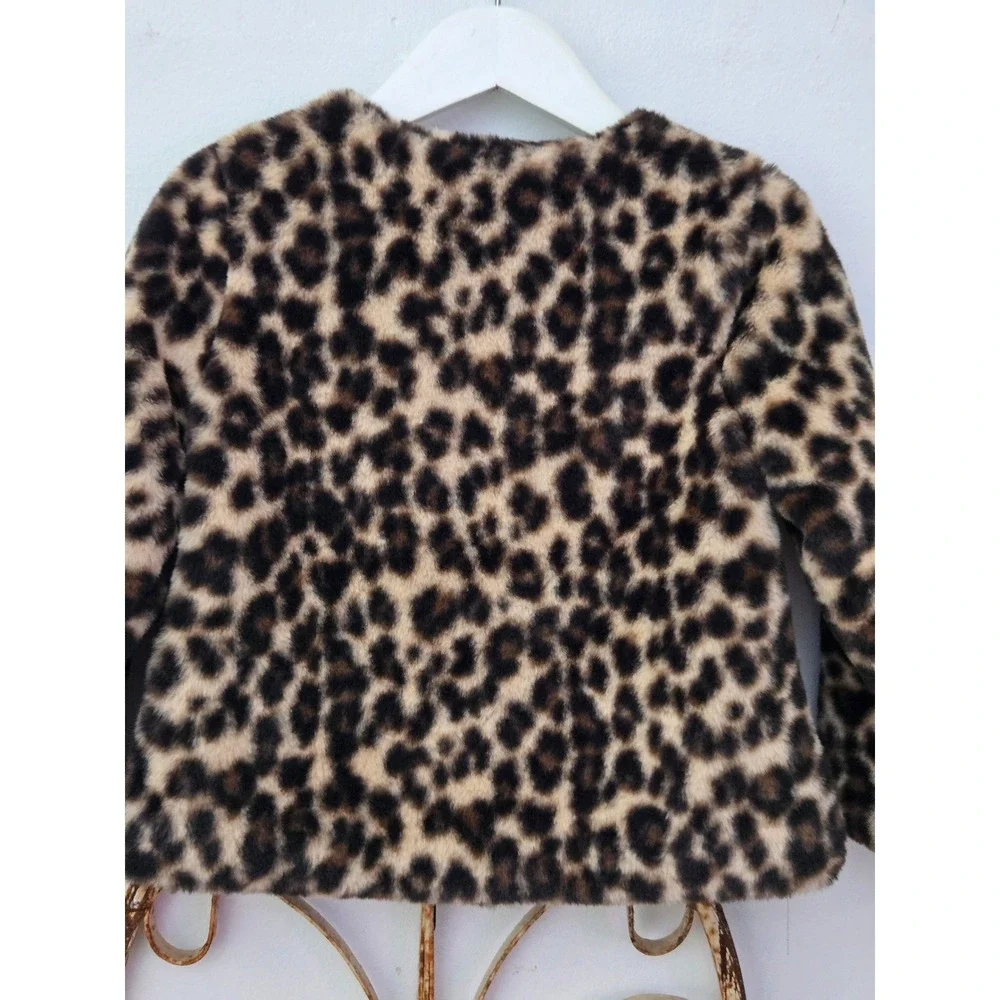 Old Navy Girls Leopard Print Faux Fur Coat Jacket - Size 3T‎